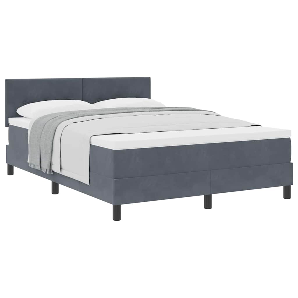 Letto a Molle con Materasso Grigio scuro 140 x 190 cm Tessuto