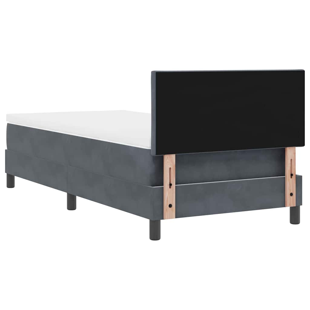Letto a Molle con Materasso Grigio scuro 100 x 200 cm Tessuto