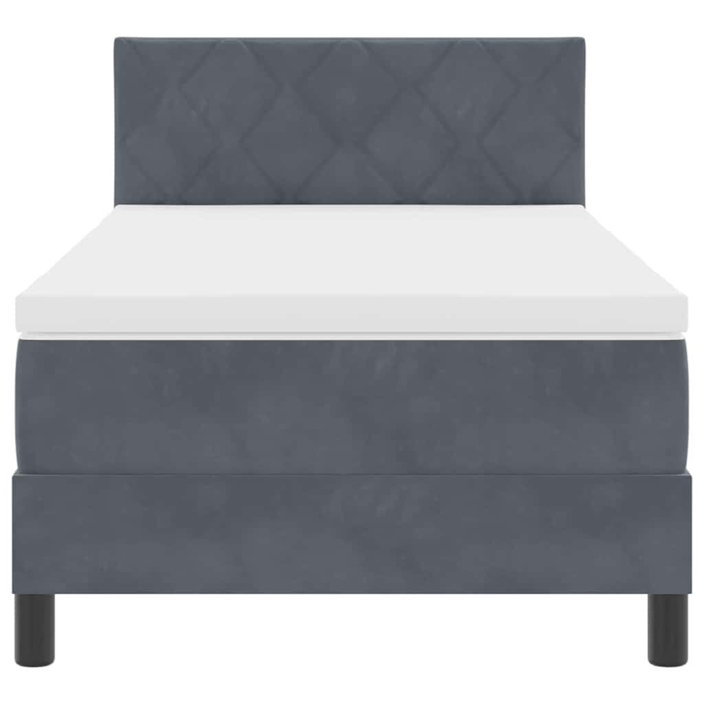 Letto a Molle con Materasso Grigio scuro 100 x 200 cm Tessuto