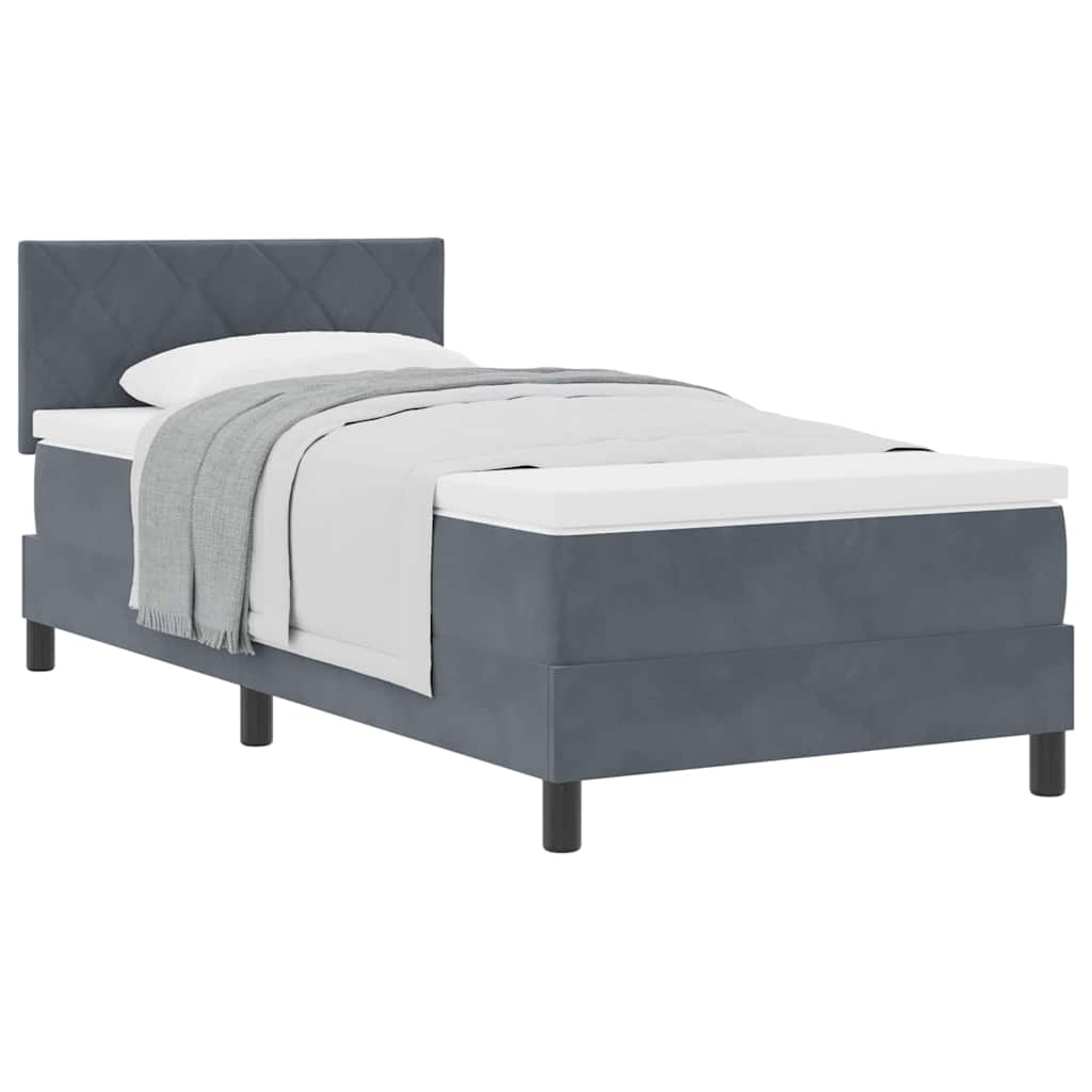 Letto a Molle con Materasso Grigio scuro 100 x 200 cm Tessuto
