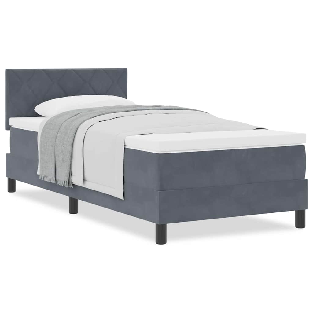 Letto a Molle con Materasso Grigio scuro 100 x 200 cm Tessuto