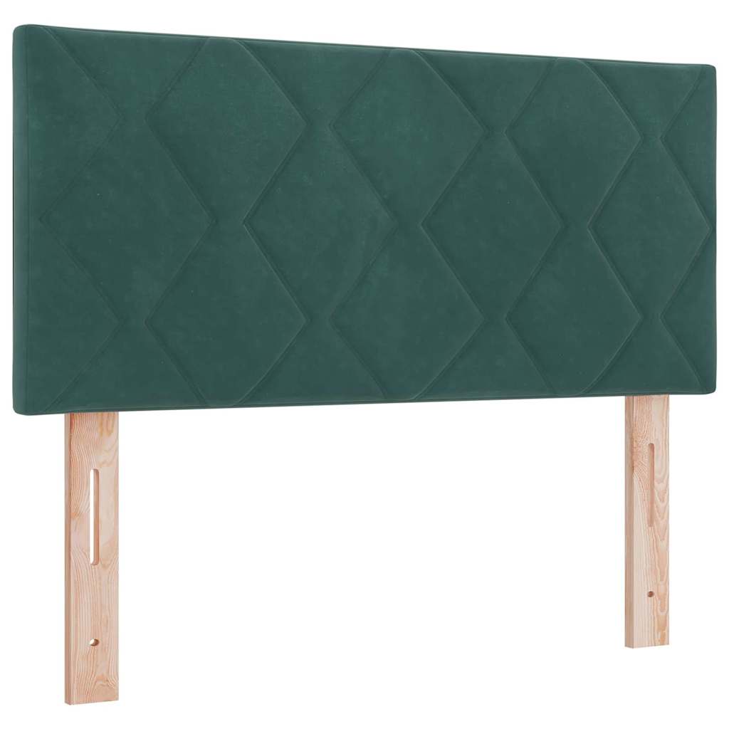 Letto a Molle con Materasso Verde scuro 100 x 200 cm Tessuto