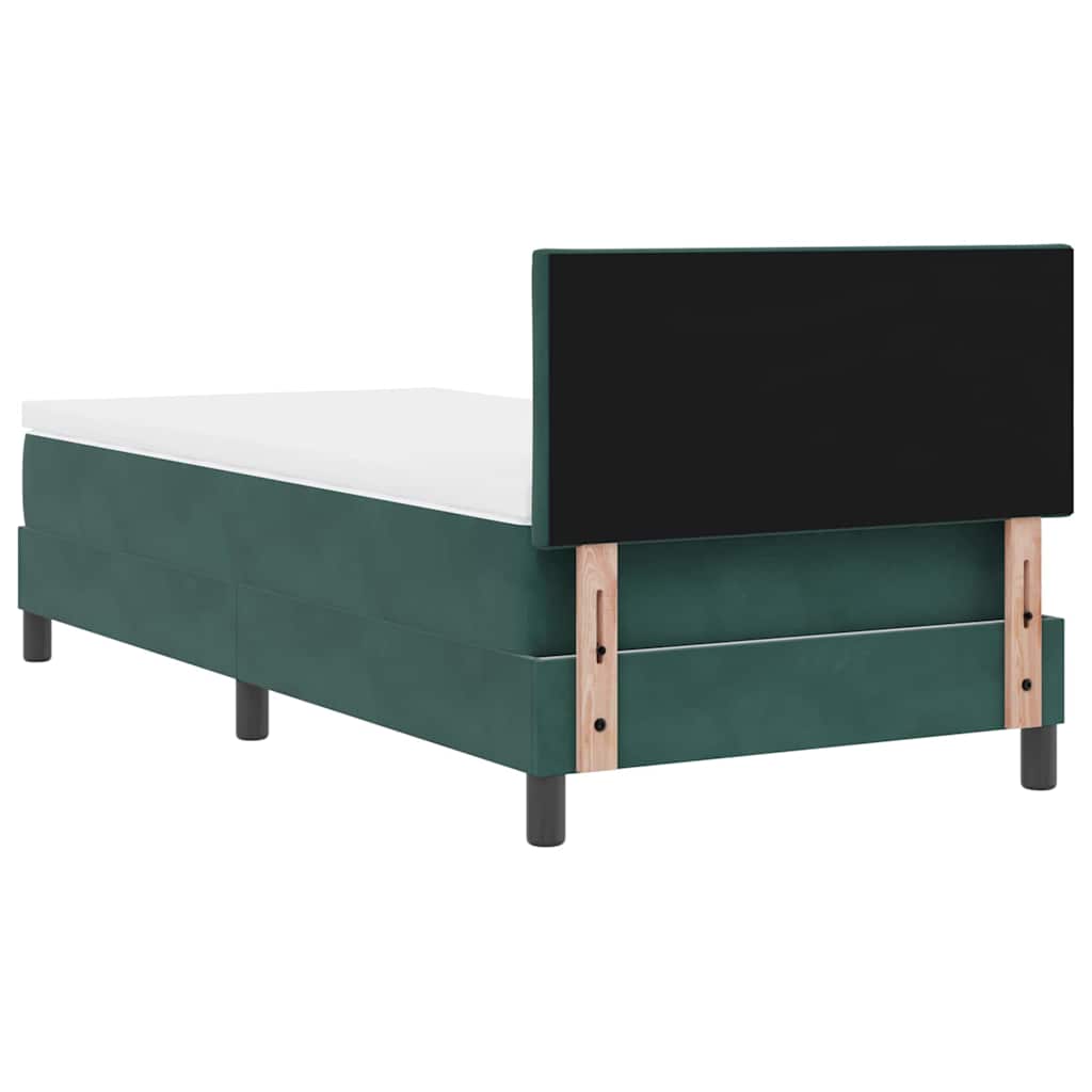 Letto a Molle con Materasso Verde scuro 100 x 200 cm Tessuto