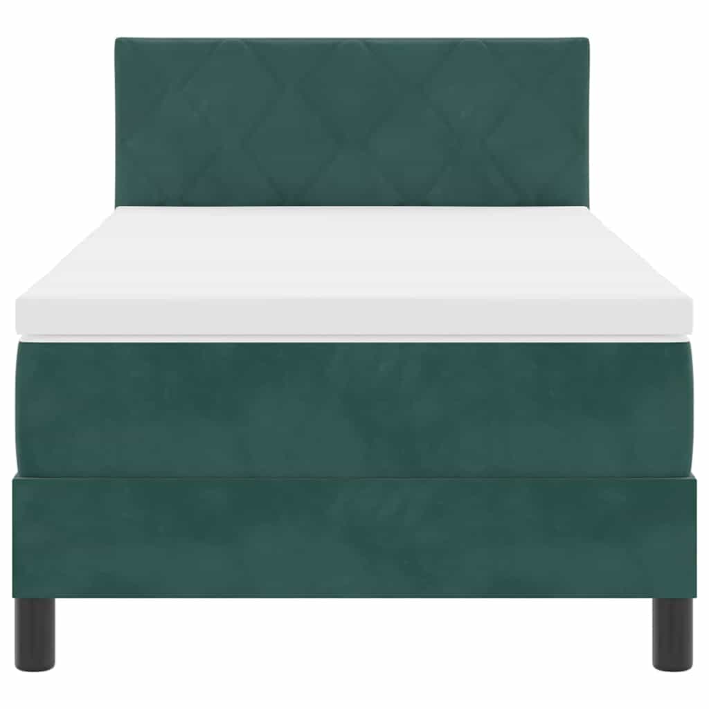 Letto a Molle con Materasso Verde scuro 100 x 200 cm Tessuto