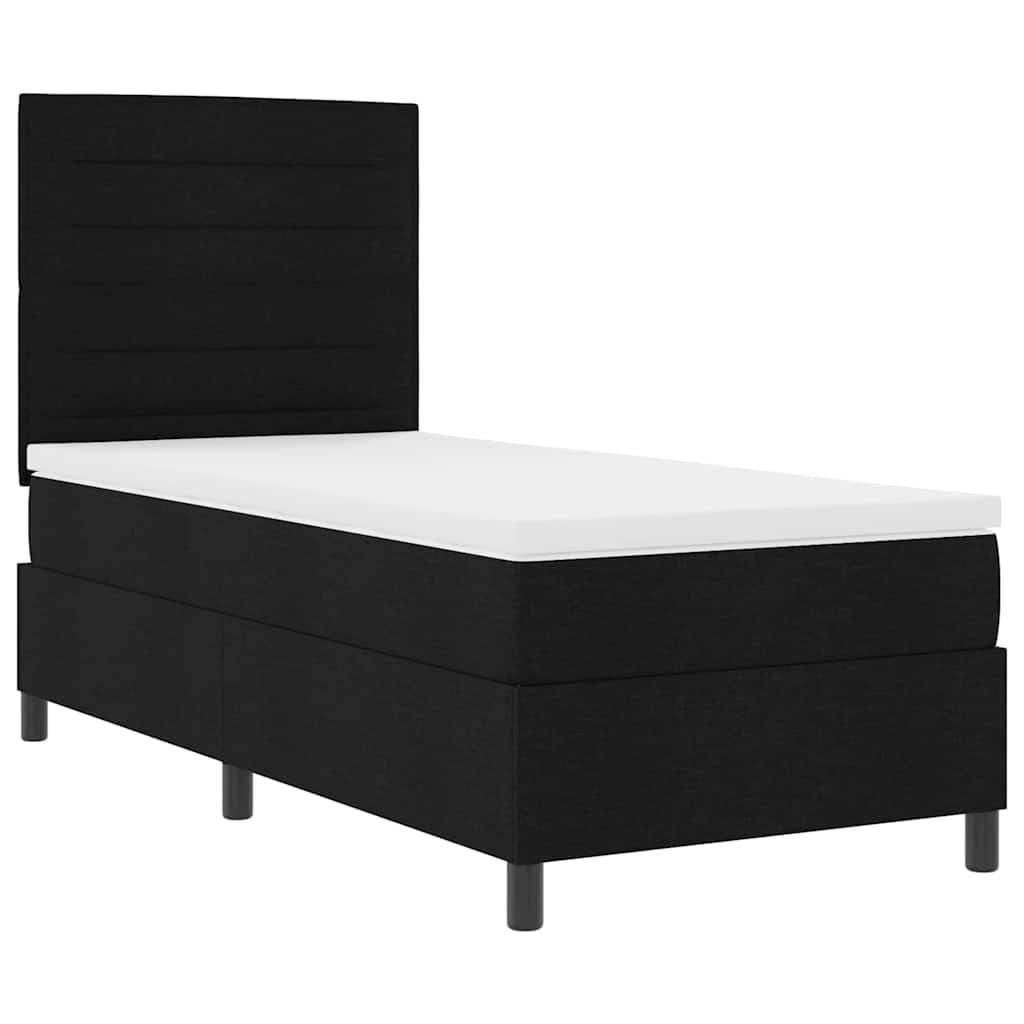 Letto a molle con materasso Nero 100 x 200 cm Tessuto