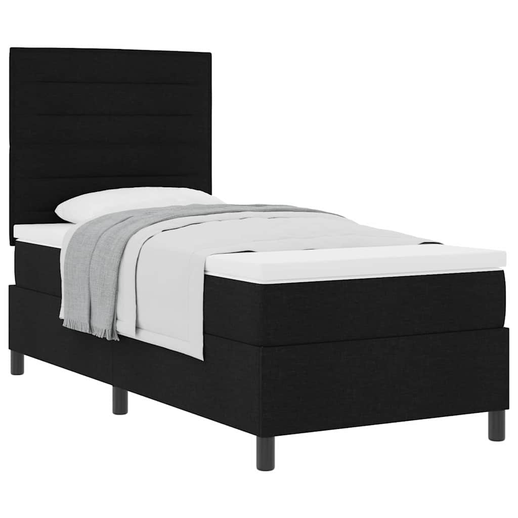 Letto a molle con materasso Nero 100 x 200 cm Tessuto
