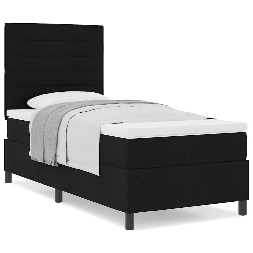 Letto a molle con materasso Nero 100 x 200 cm Tessuto