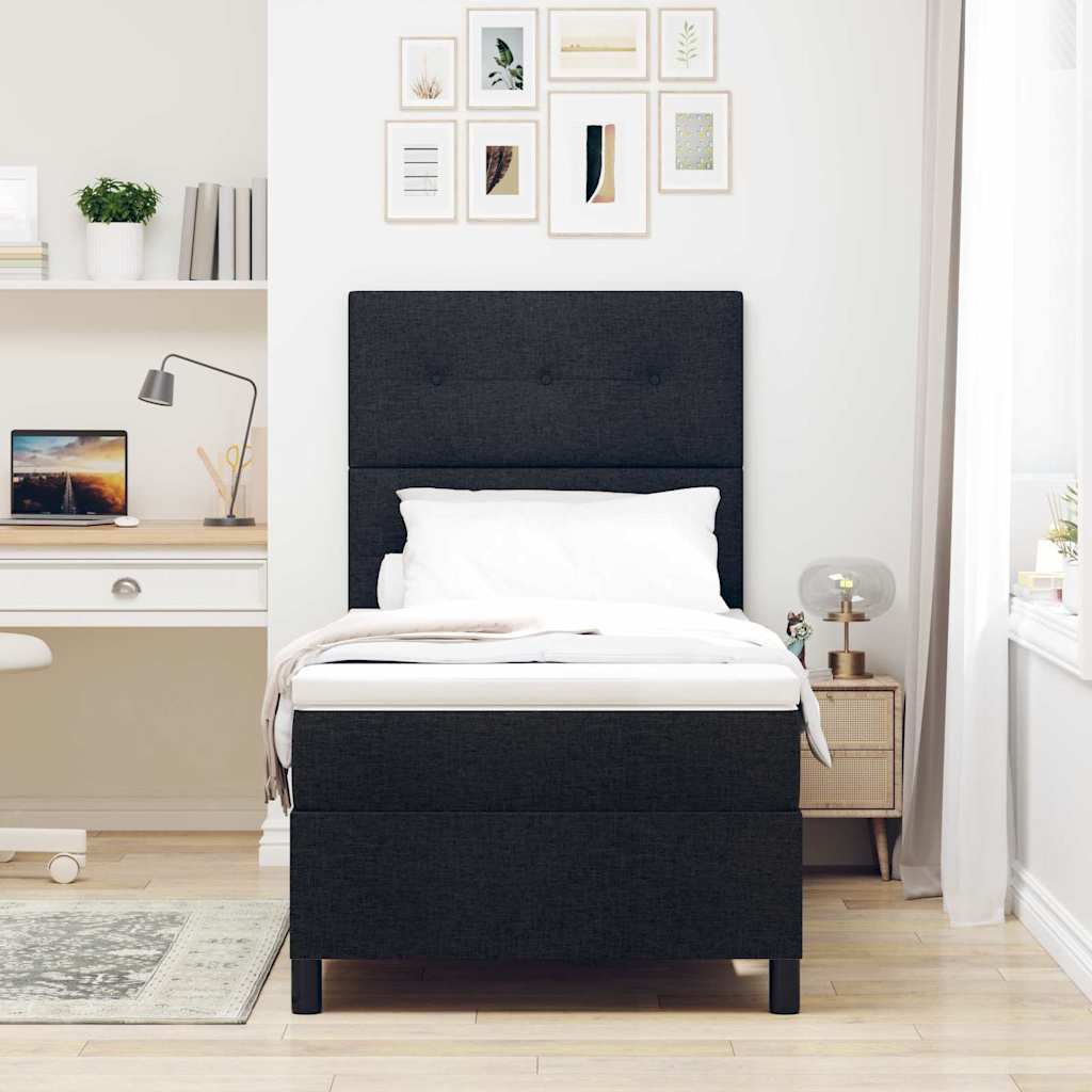 Letto a molle con materasso Nero 100 x 200 cm Tessuto