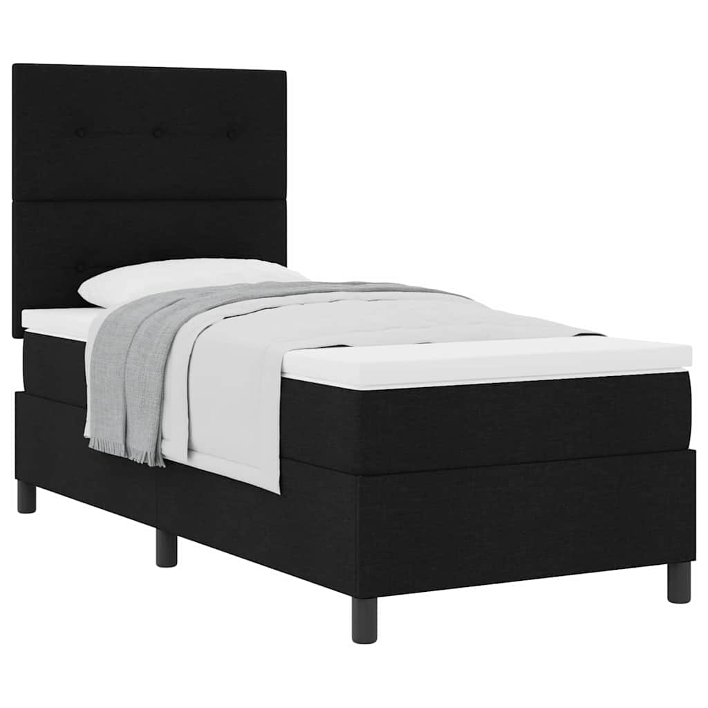Letto a molle con materasso Nero 100 x 200 cm Tessuto
