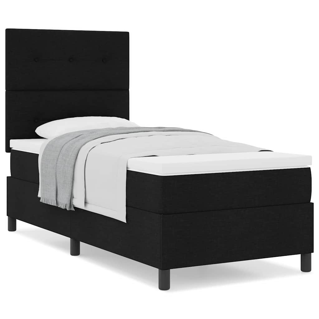 Letto a molle con materasso Nero 100 x 200 cm Tessuto