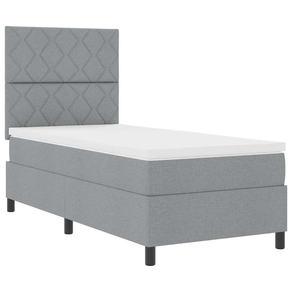 Letto a molle con materasso Grigio chiaro 100 x 200 cm Tessuto