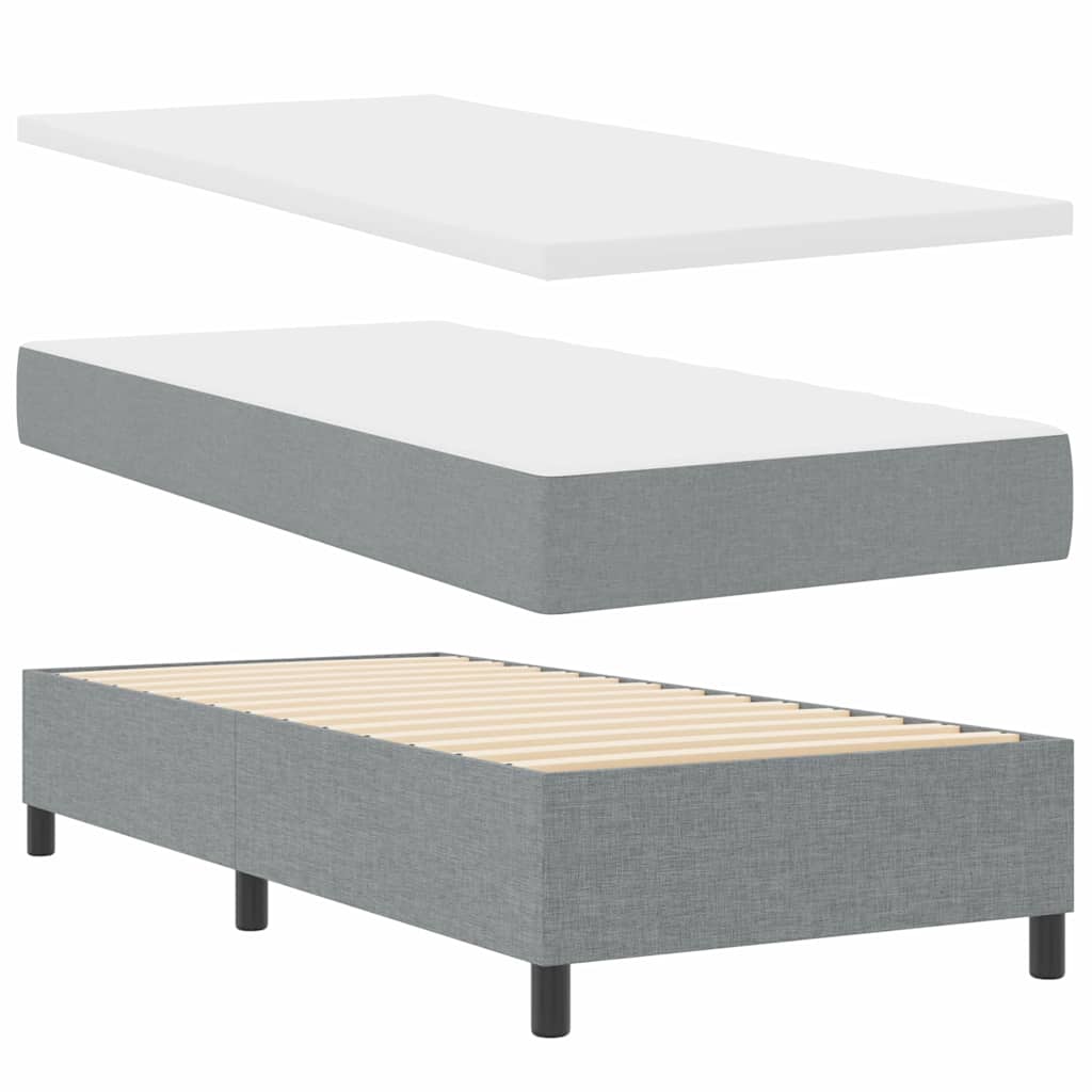 Letto a molle con materasso Grigio chiaro 100 x 200 cm Tessuto