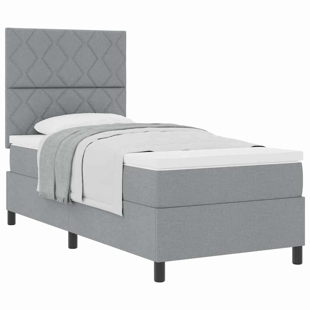 Letto a molle con materasso Grigio chiaro 100 x 200 cm Tessuto
