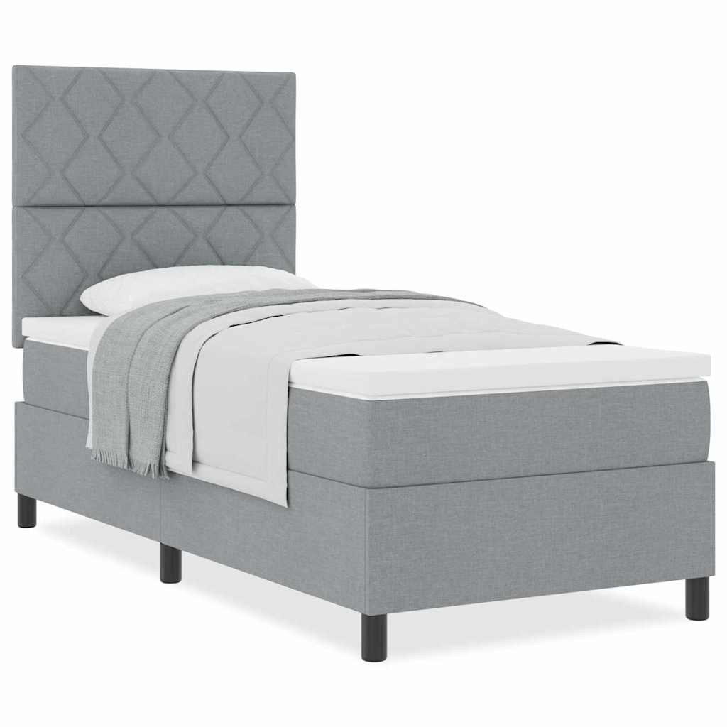 Letto a molle con materasso Grigio chiaro 100 x 200 cm Tessuto
