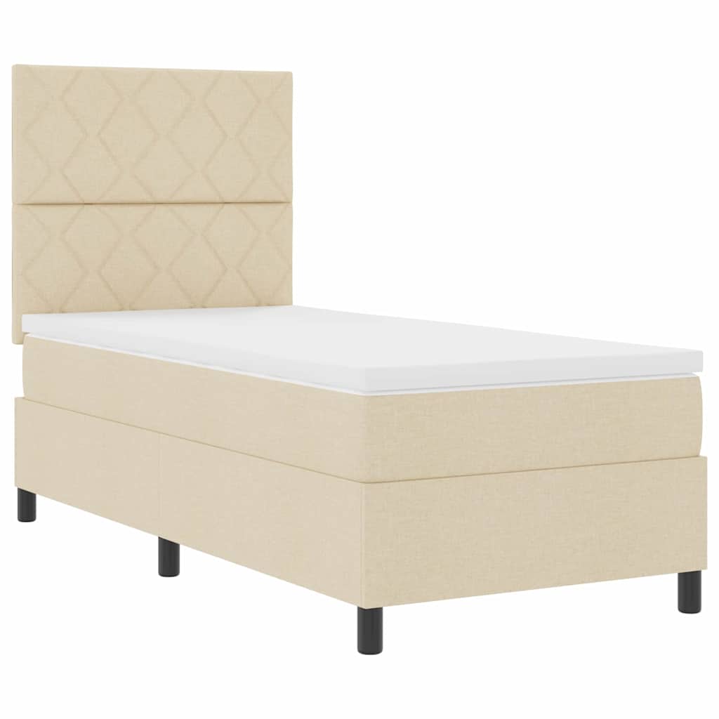 Letto a molle con materasso Crema 100 x 200 cm Tessuto