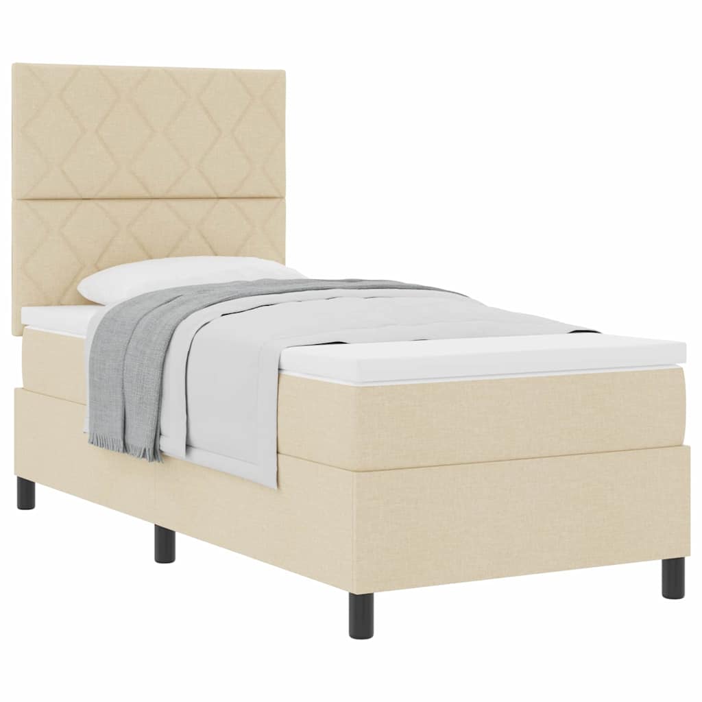 Letto a molle con materasso Crema 100 x 200 cm Tessuto
