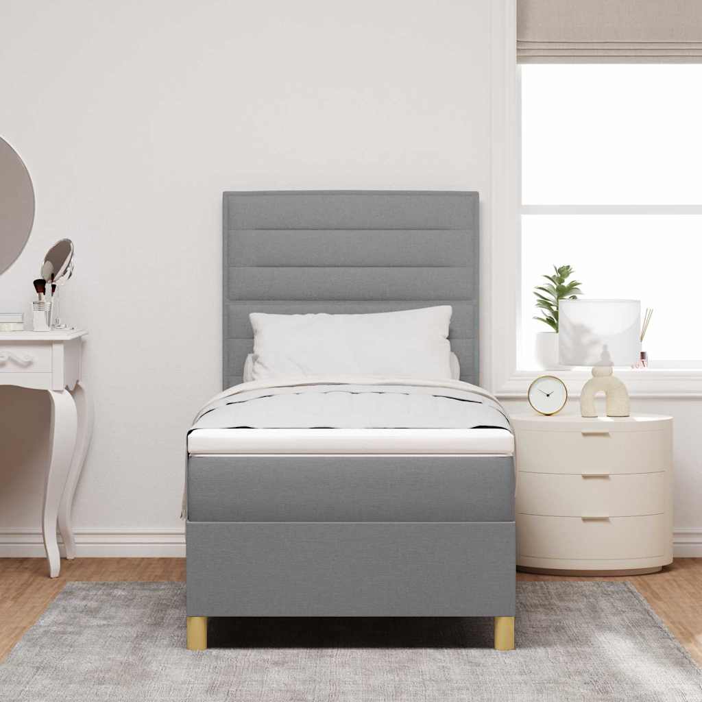 Letto a molle con materasso Grigio chiaro 100 x 200 cm Tessuto