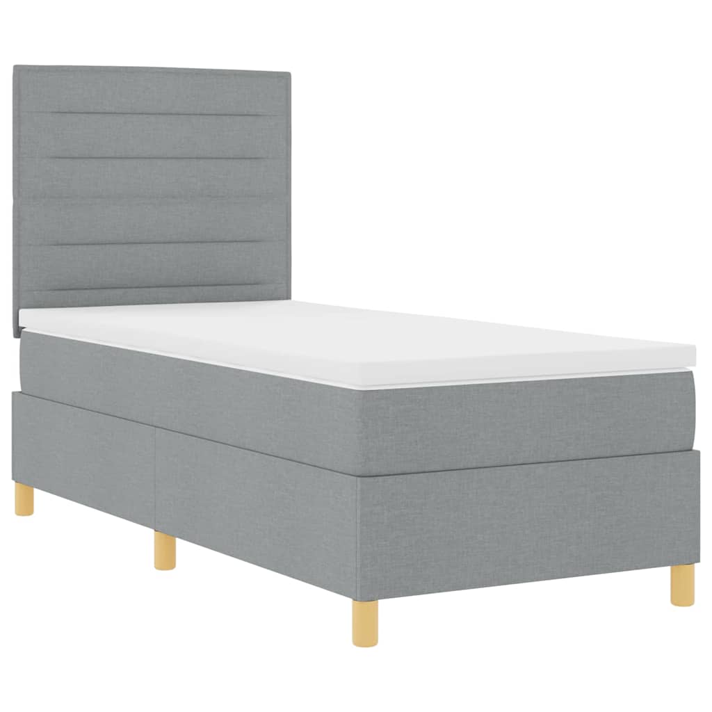Letto a molle con materasso Grigio chiaro 100 x 200 cm Tessuto