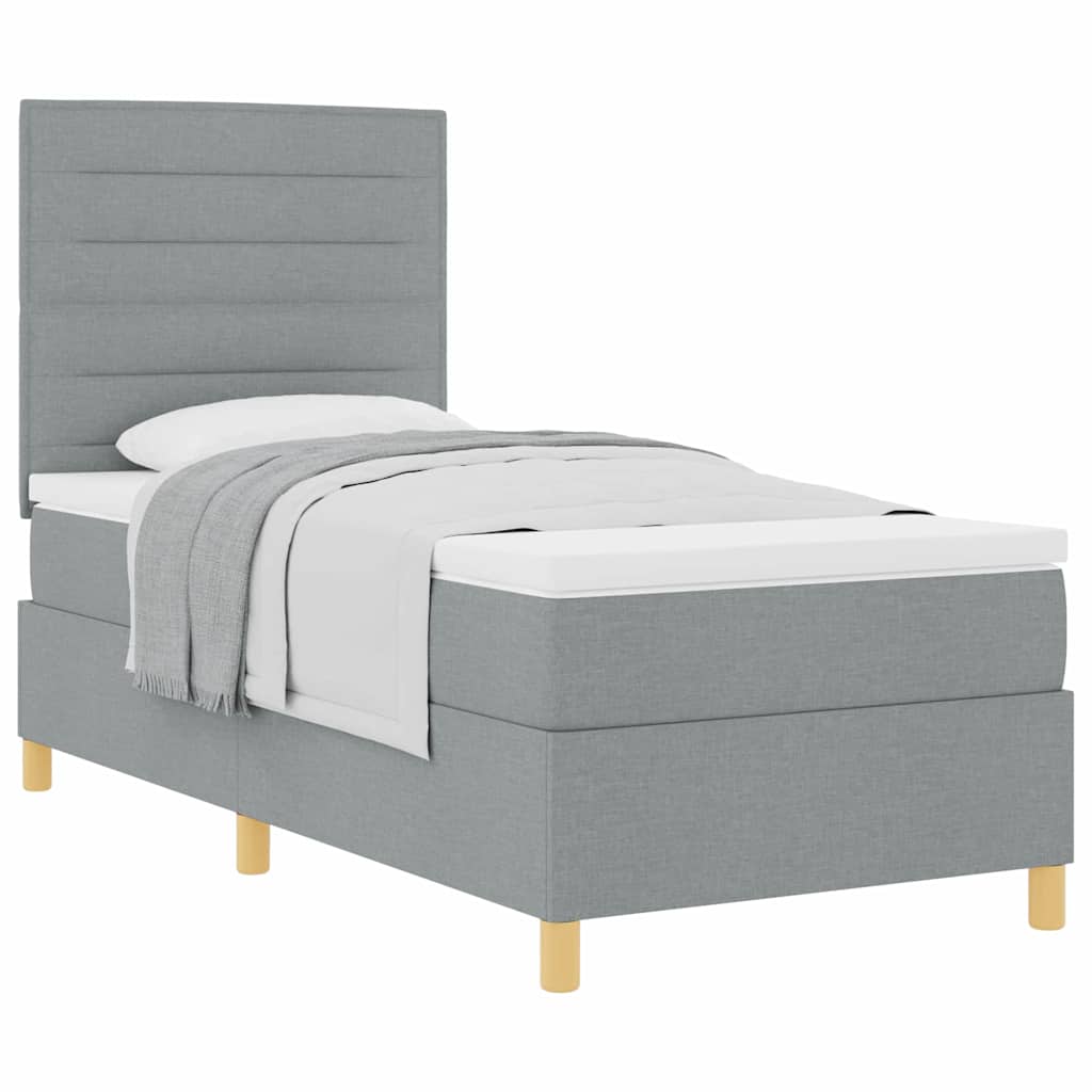 Letto a molle con materasso Grigio chiaro 100 x 200 cm Tessuto