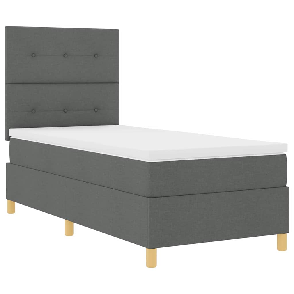 Letto a molle con materasso Grigio scuro 100 x 200 cm Tessuto