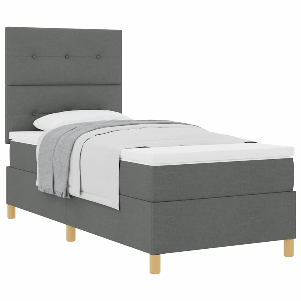 Letto a molle con materasso Grigio scuro 100 x 200 cm Tessuto