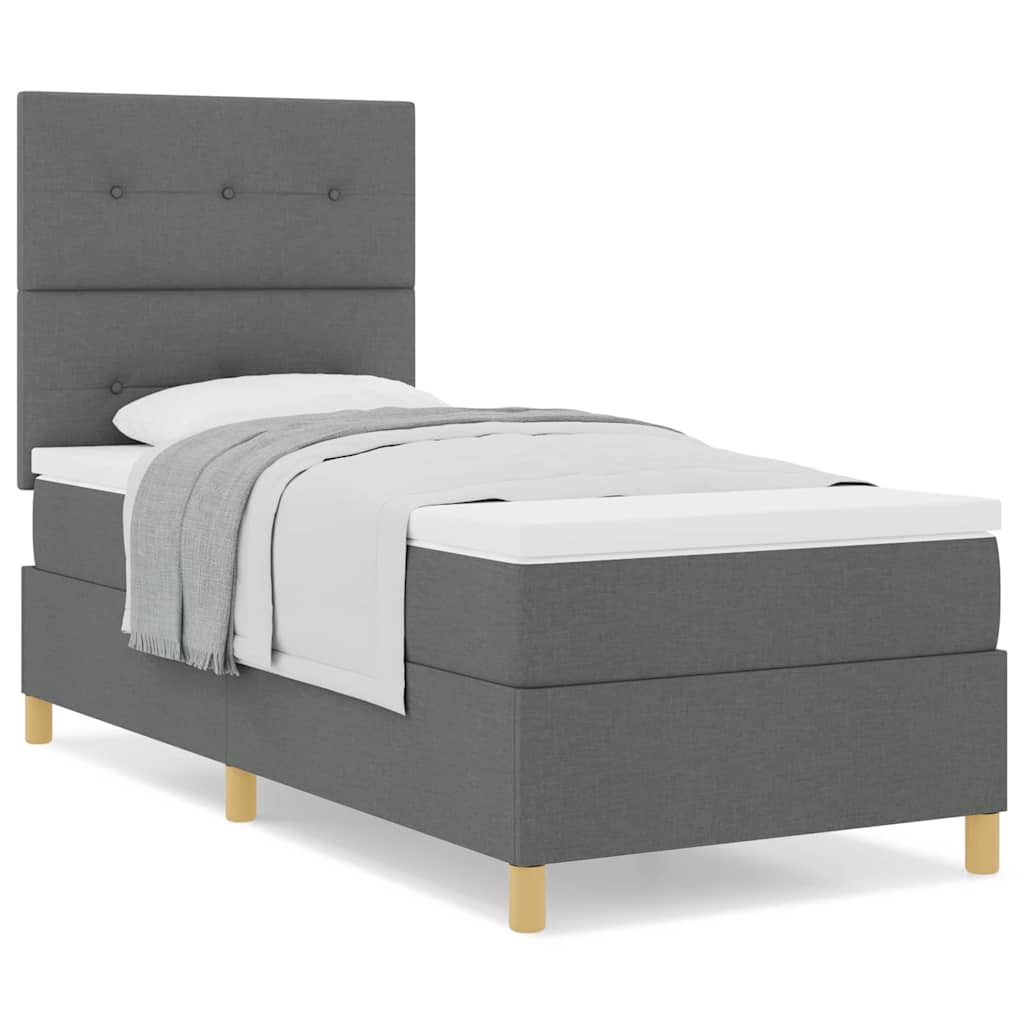 Letto a molle con materasso Grigio scuro 100 x 200 cm Tessuto