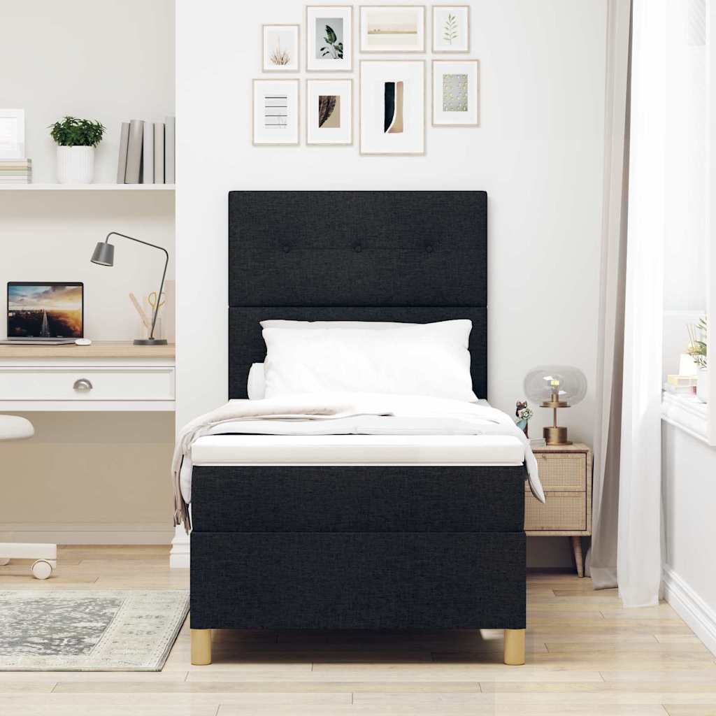 Letto a molle con materasso Nero 100 x 200 cm Tessuto