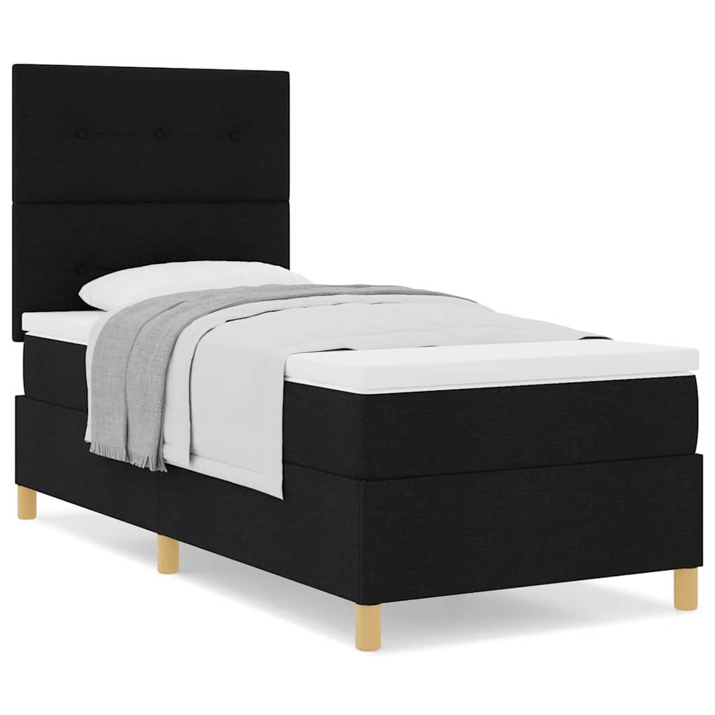 Letto a molle con materasso Nero 100 x 200 cm Tessuto