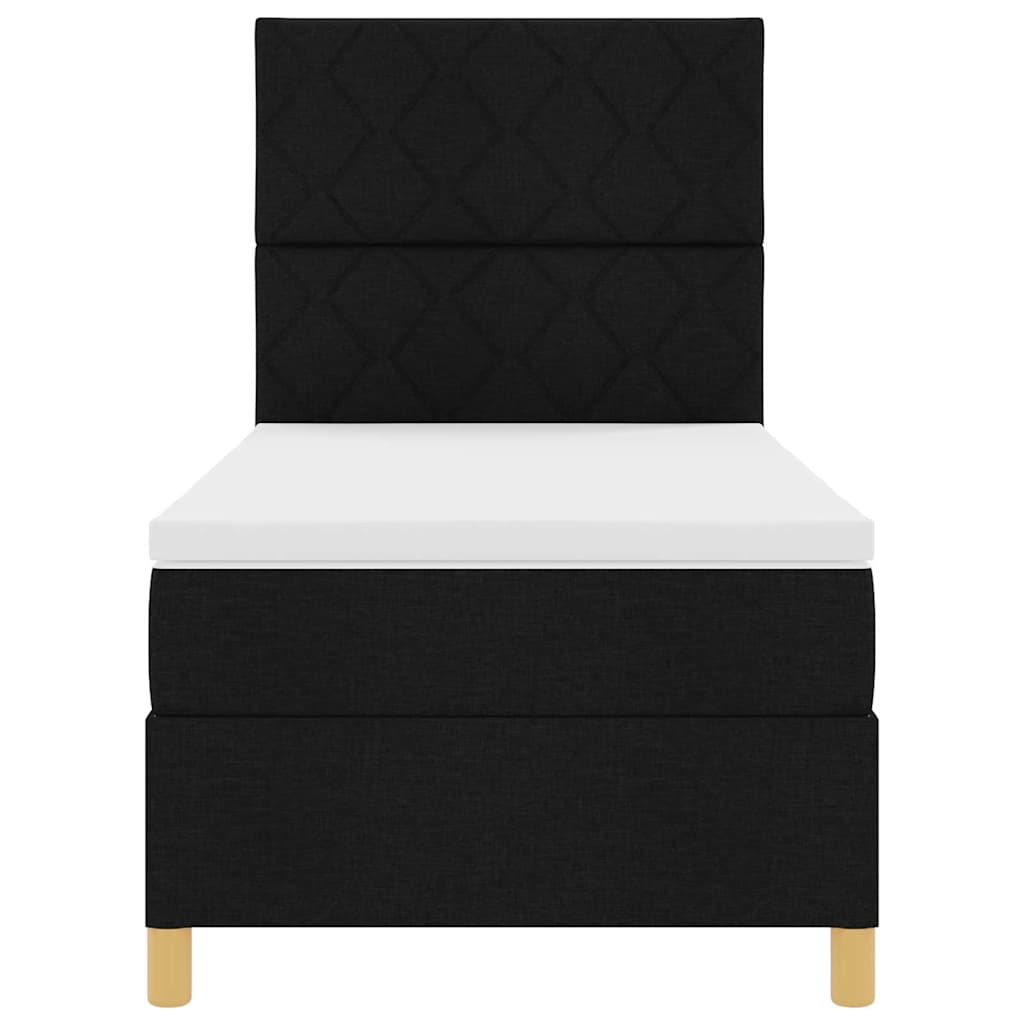 Letto a molle con materasso Nero 100 x 200 cm Tessuto