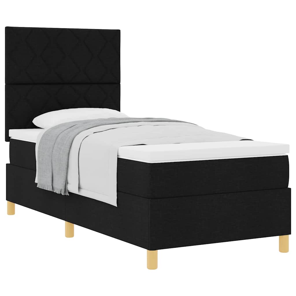 Letto a molle con materasso Nero 100 x 200 cm Tessuto
