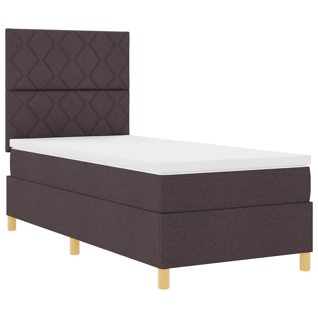 Letto a molle con materasso Marrone scuro 100 x 200 cm Tessuto