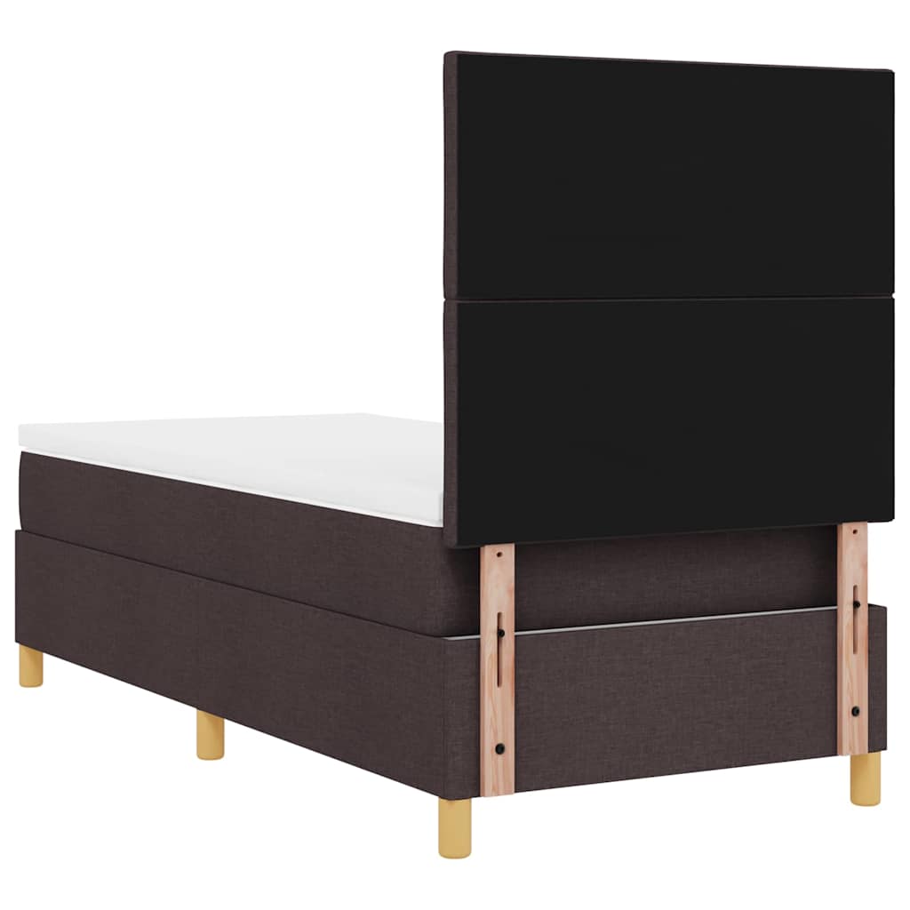 Letto a molle con materasso Marrone scuro 100 x 200 cm Tessuto