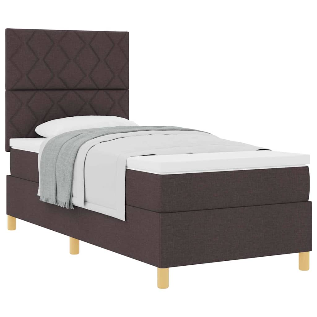 Letto a molle con materasso Marrone scuro 100 x 200 cm Tessuto