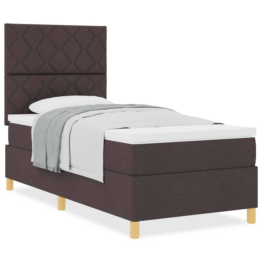 Letto a molle con materasso Marrone scuro 100 x 200 cm Tessuto