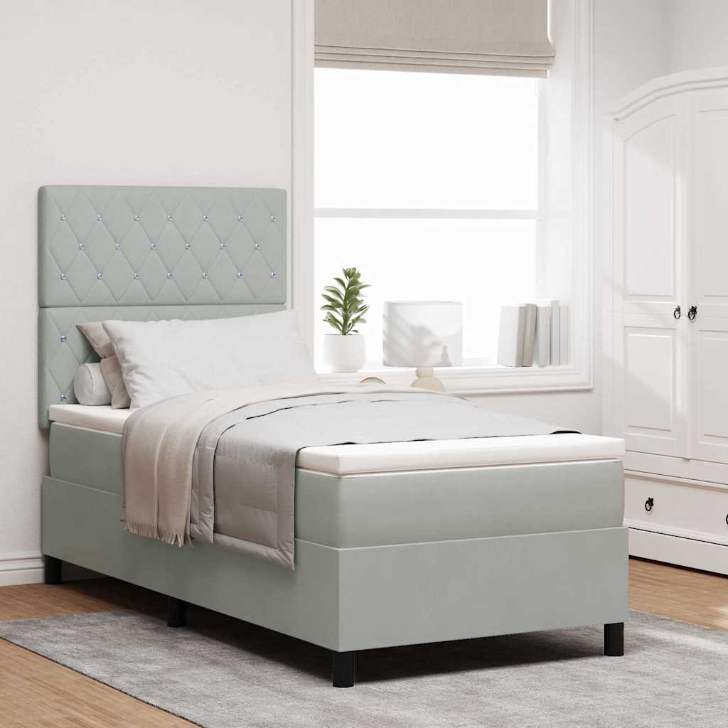 Letto a molle con materasso Grigio chiaro 100 x 200 cm Velluto