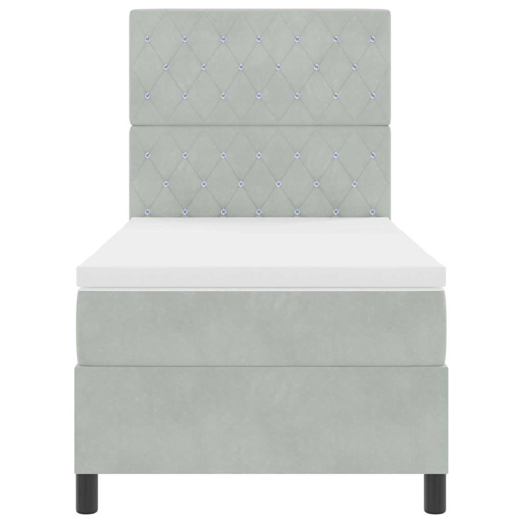 Letto a molle con materasso Grigio chiaro 100 x 200 cm Velluto