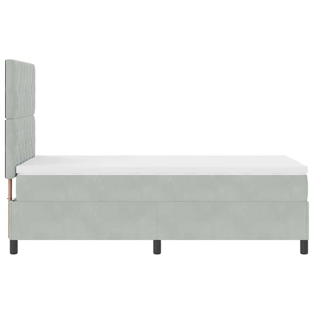 Letto a molle con materasso Grigio chiaro 100 x 200 cm Velluto
