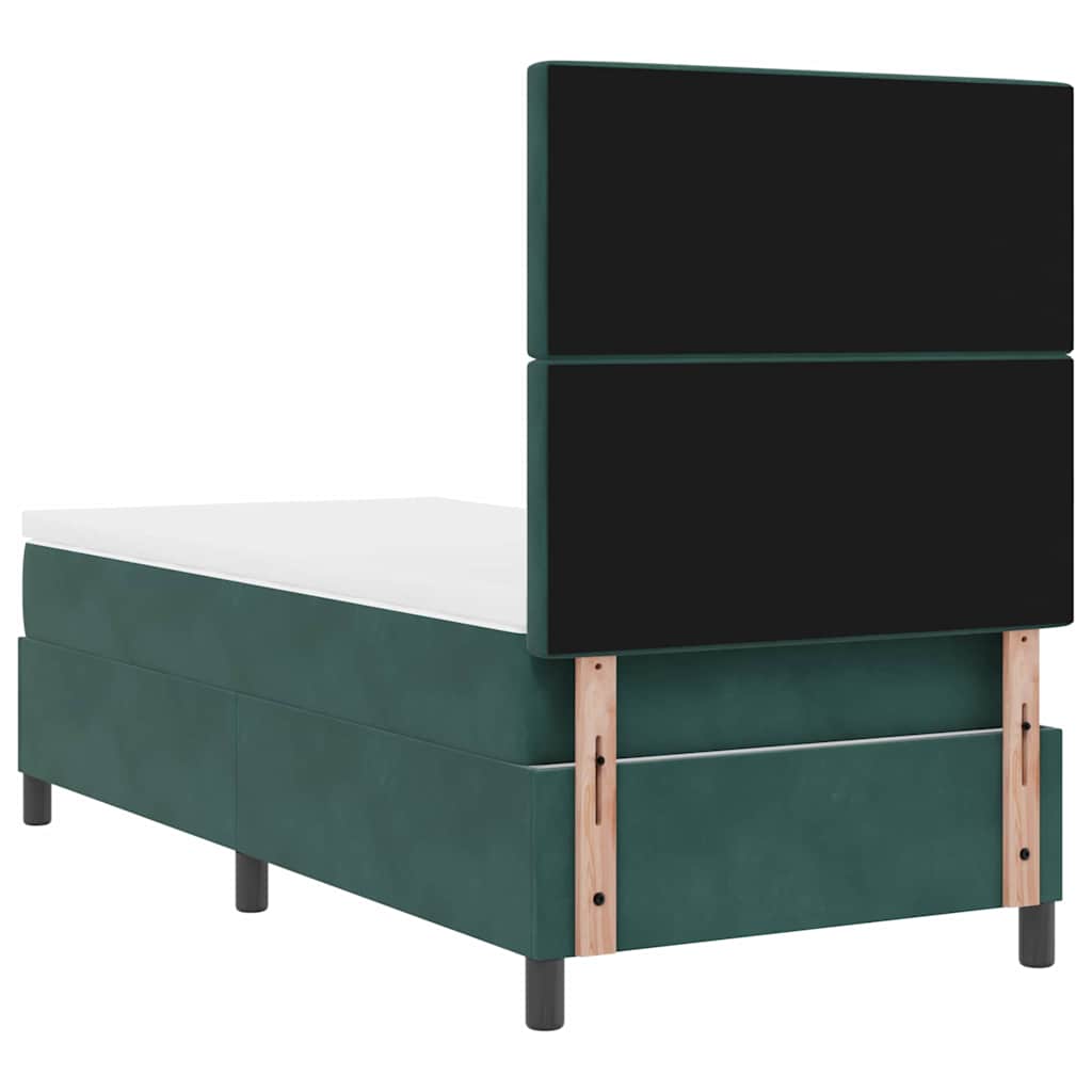 Letto a molle con materasso Verde scuro 100 x 200 cm Velluto