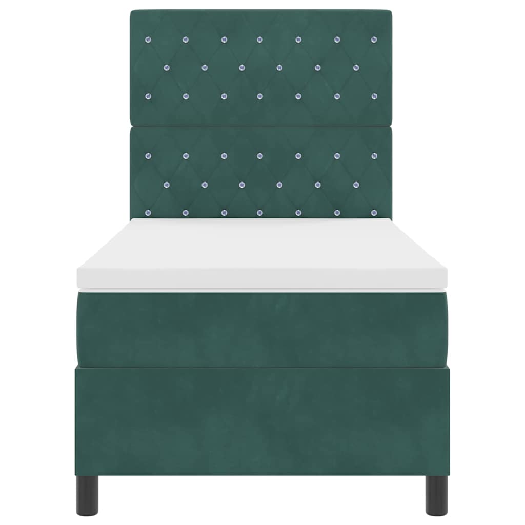 Letto a molle con materasso Verde scuro 100 x 200 cm Velluto