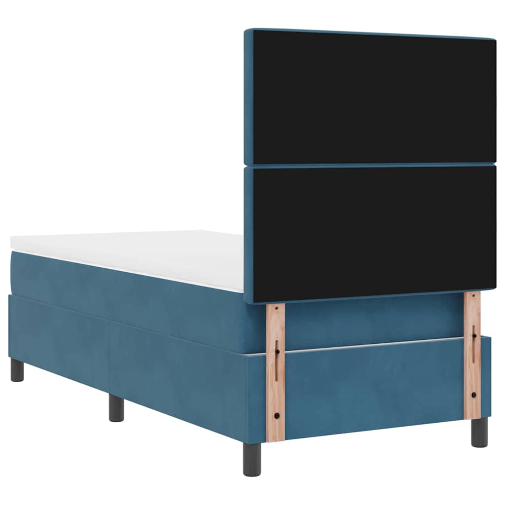 Letto a molle con materasso Blu scuro 100 x 200 cm Velluto