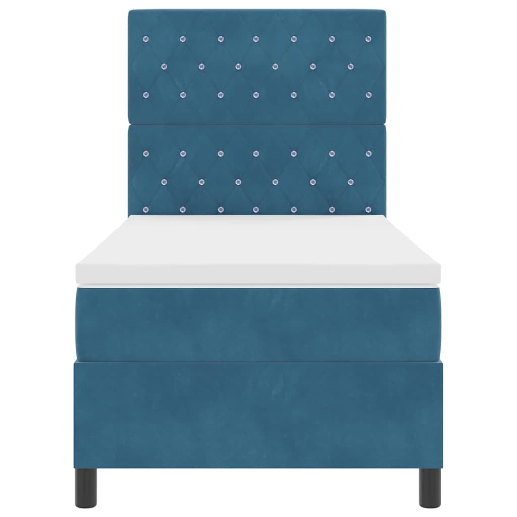 Letto a molle con materasso Blu scuro 100 x 200 cm Velluto