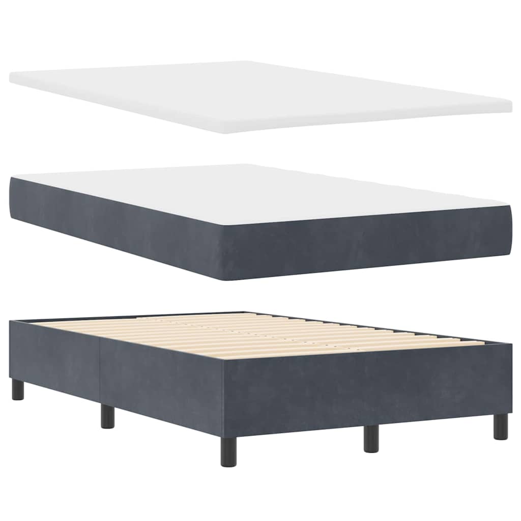 Letto a molle con materasso Grigio scuro 120 x 200 cm Velluto