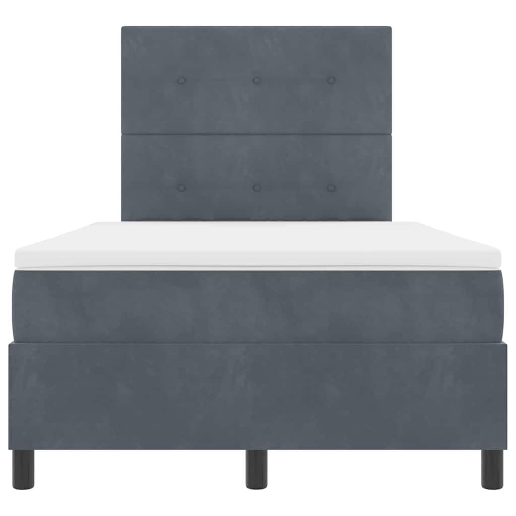 Letto a molle con materasso Grigio scuro 120 x 200 cm Velluto