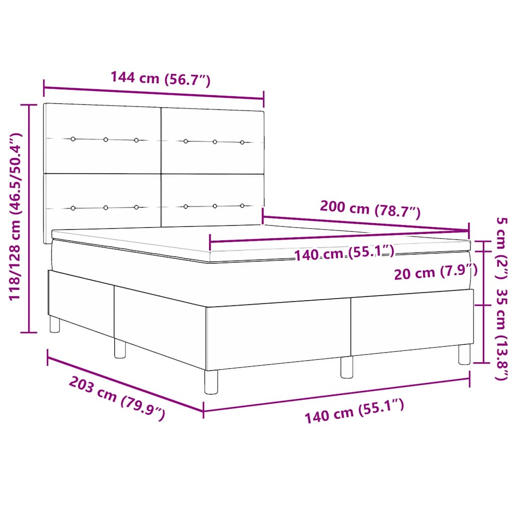 Letto a molle con testiera Grigio chiaro 140 x 200 cm Velluto | homemem39
