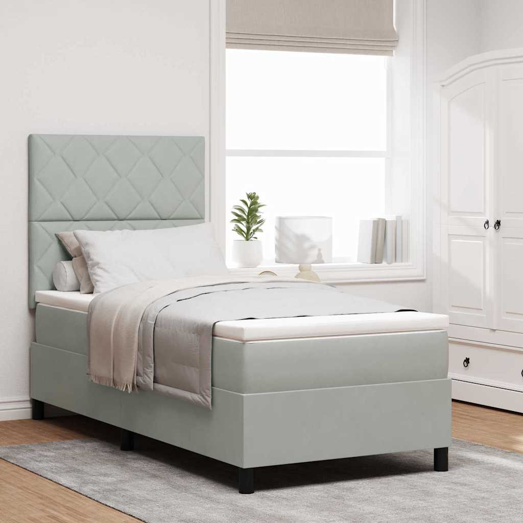 Letto a molle con materasso Grigio chiaro 100 x 200 cm Velluto