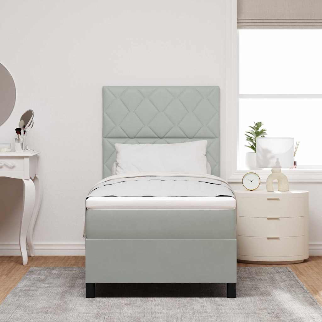 Letto a molle con materasso Grigio chiaro 100 x 200 cm Velluto