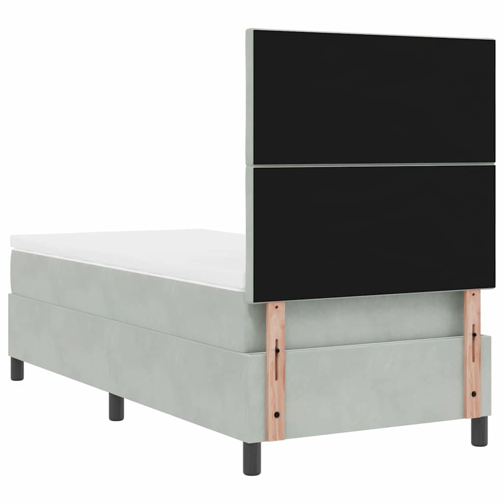 Letto a molle con materasso Grigio chiaro 100 x 200 cm Velluto