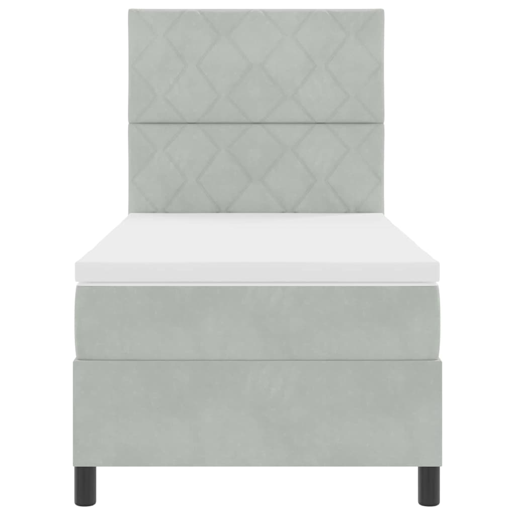 Letto a molle con materasso Grigio chiaro 100 x 200 cm Velluto