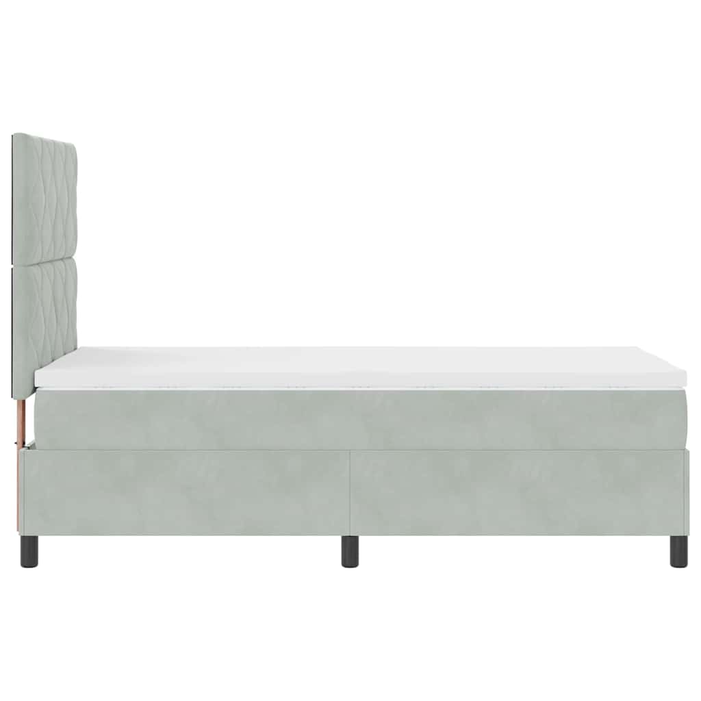 Letto a molle con materasso Grigio chiaro 100 x 200 cm Velluto