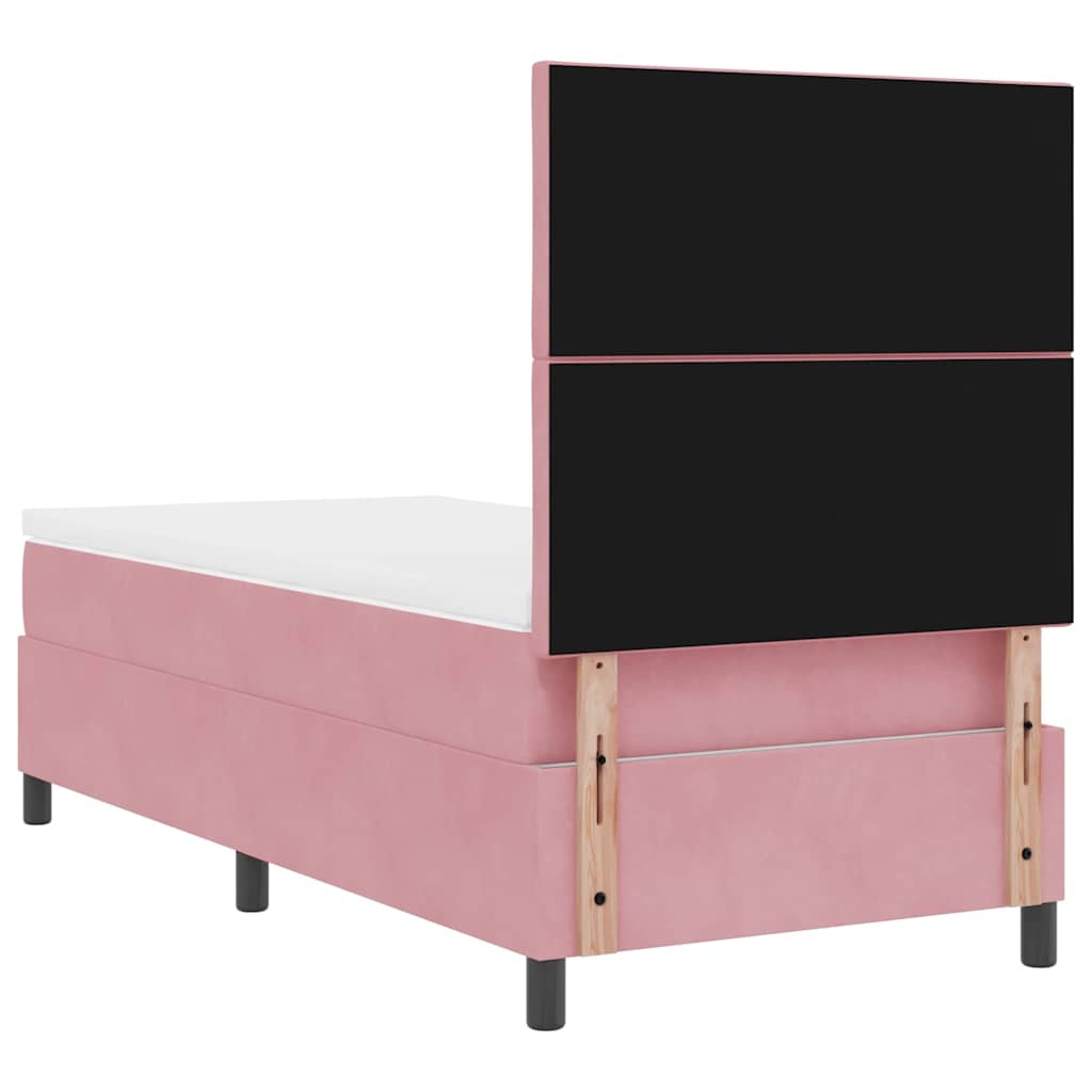 Letto a molle con materasso Rosa 100 x 200 cm Velluto